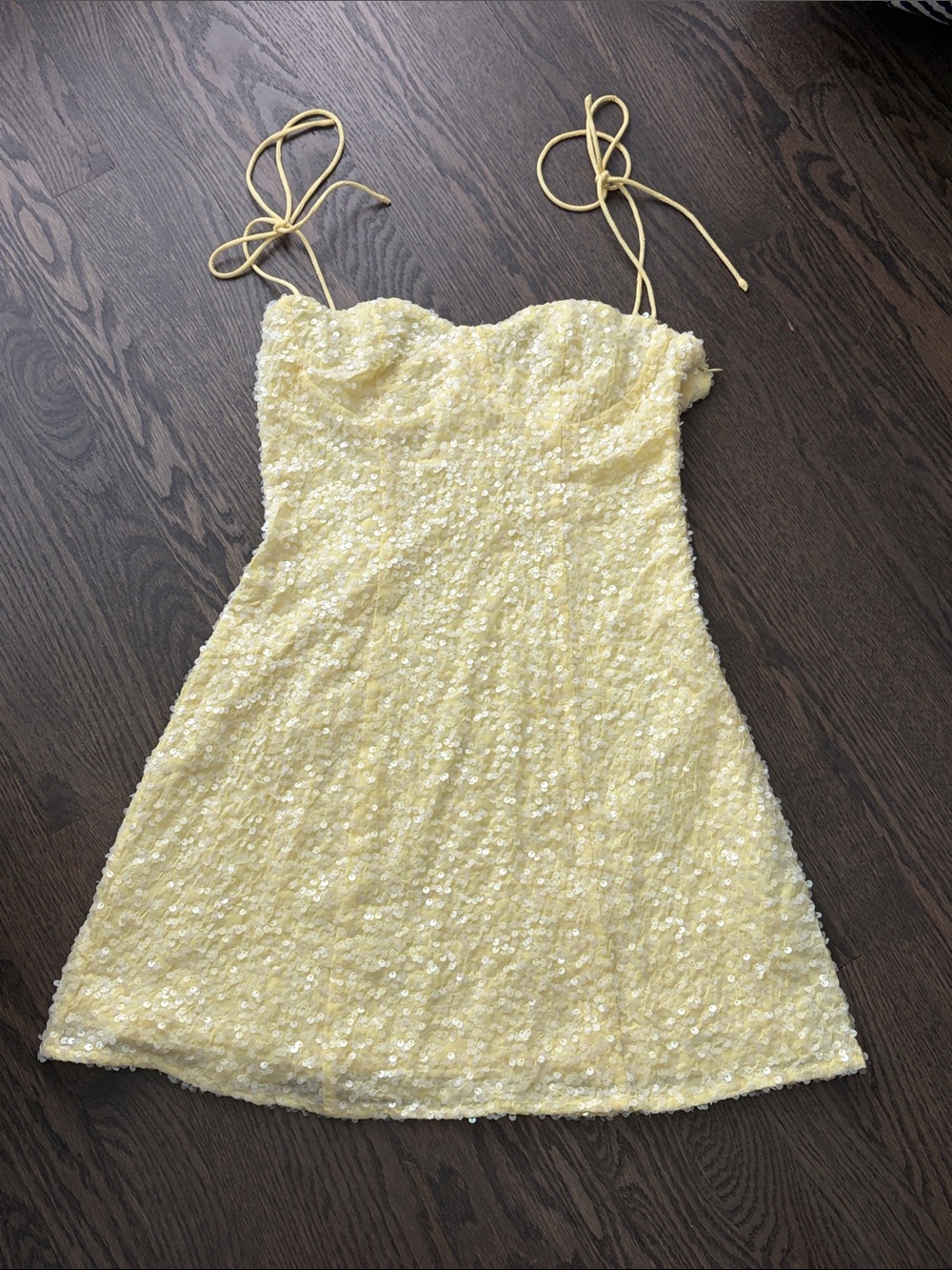 NWT Beginning Boutique Yellow Sequin Mini Dress
